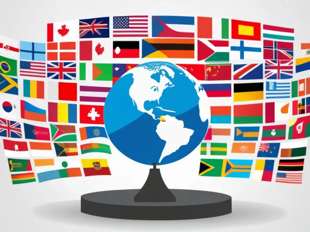 Diversidad global en admisiones universitarias Guía completa admisiones universitarias internacionales: banderas de idiomas alrededor de un globo