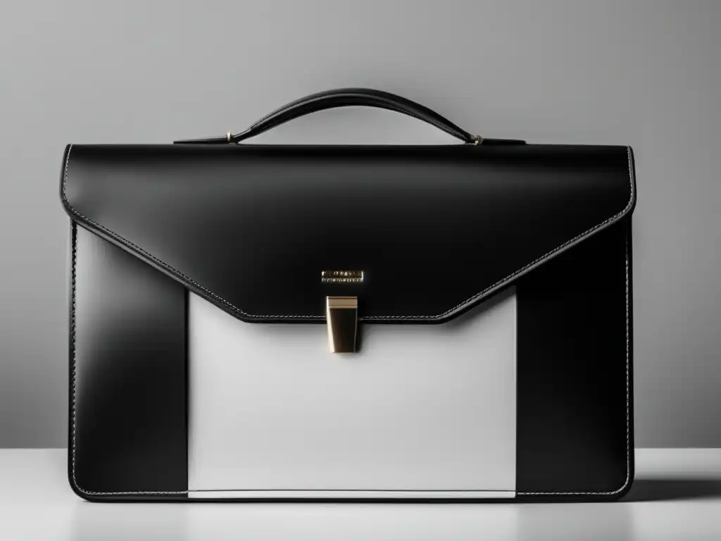 Portafolio negro de cuero elegante Componentes esenciales de un portafolio estelar: elegante estuche negro de cuero con papeles organizados meticulosamente