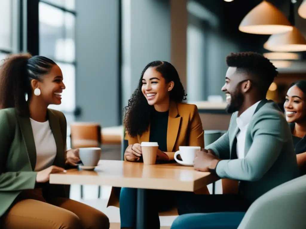 Estudiantes universitarios networking en una cafetería Conexiones de networking universitario en una cafetería con estudiantes diversificados