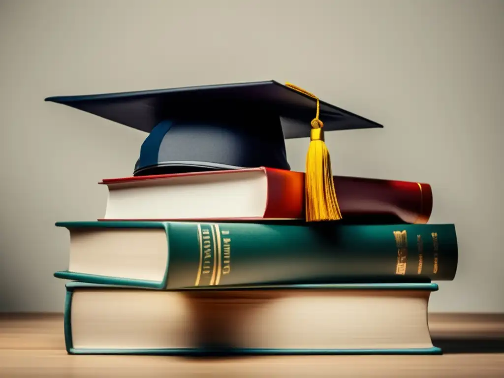 Conocimiento y logro universitario Consejos para mantener la beca universitaria - Libros y gorro de graduación en una imagen minimalista y moderna