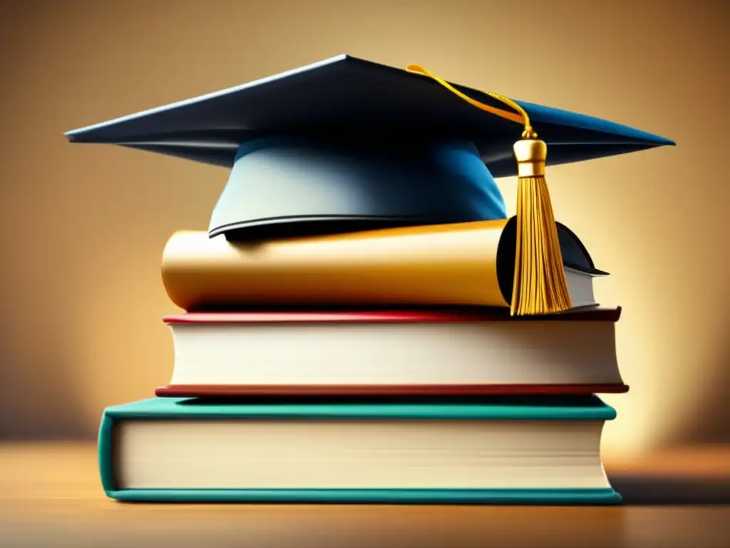 Libros y gorro de graduación: Símbolos de conocimiento y logros Conoce consejos para obtener becas universitarias