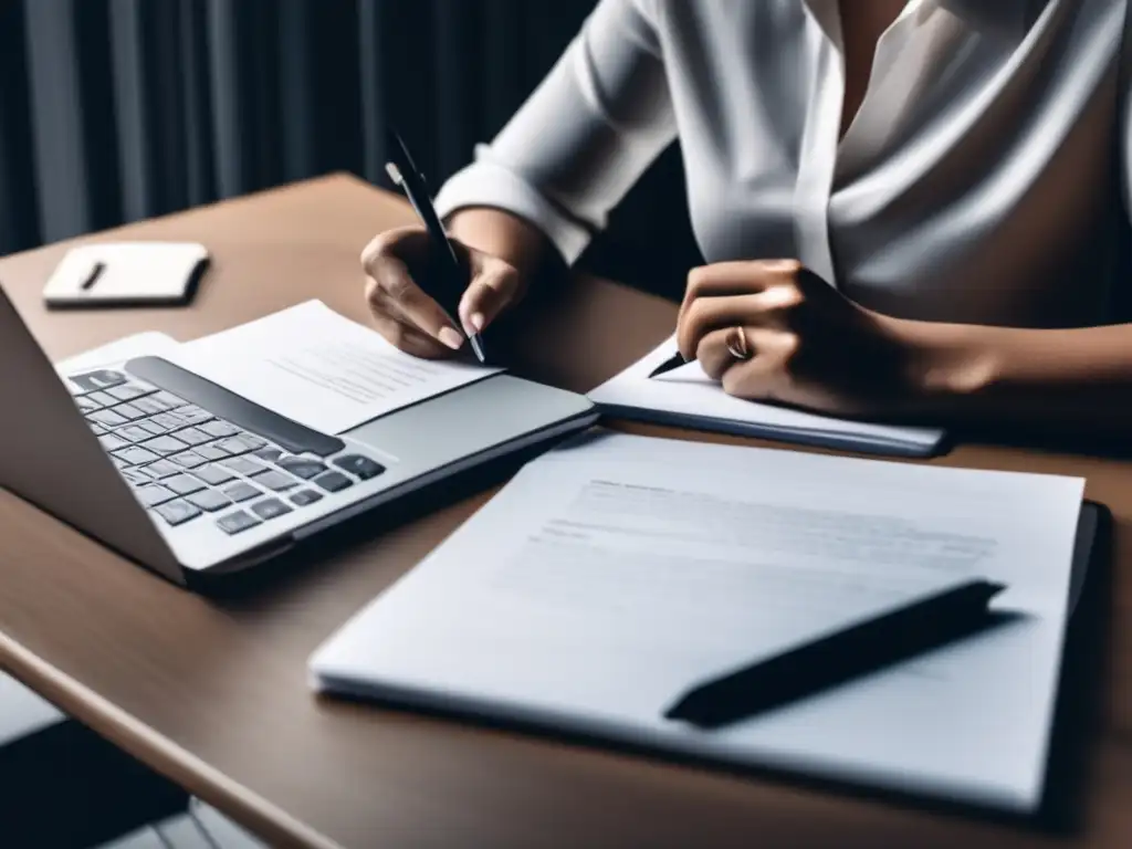 Persona trabajando en escritorio Consejos para redactar carta motivación persuasiva