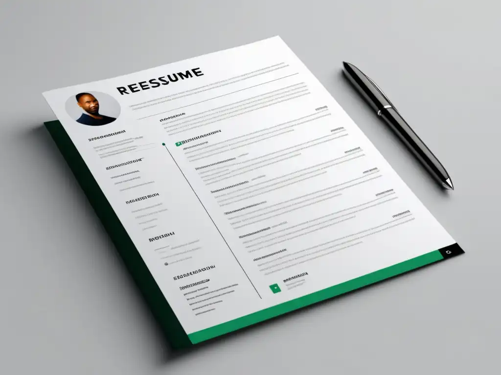 Currículum minimalista y moderno con tipografía limpia y audaz Consejos para mejorar tu currículum universitario - Una imagen minimalista y moderna de un currículum blanco impecable, con tipografía audaz y limpia