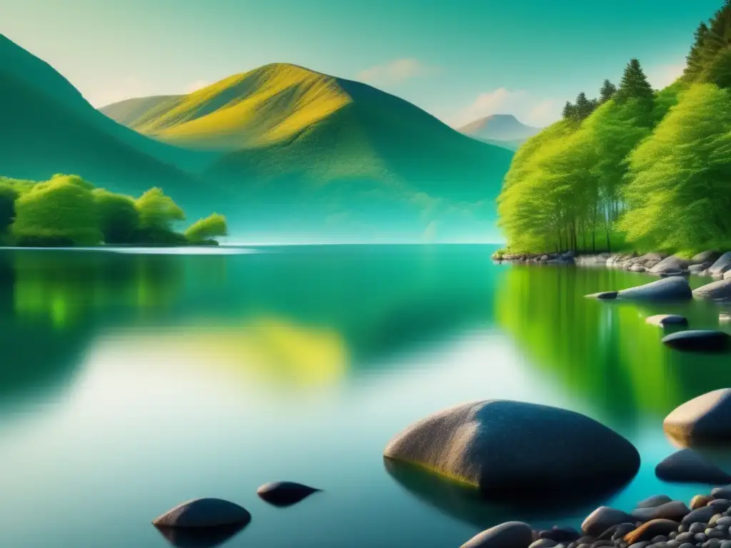 Paisaje sereno y tranquilo en 8k Consejos para aliviar el estrés preuniversitario en una imagen de naturaleza serena y tranquila
