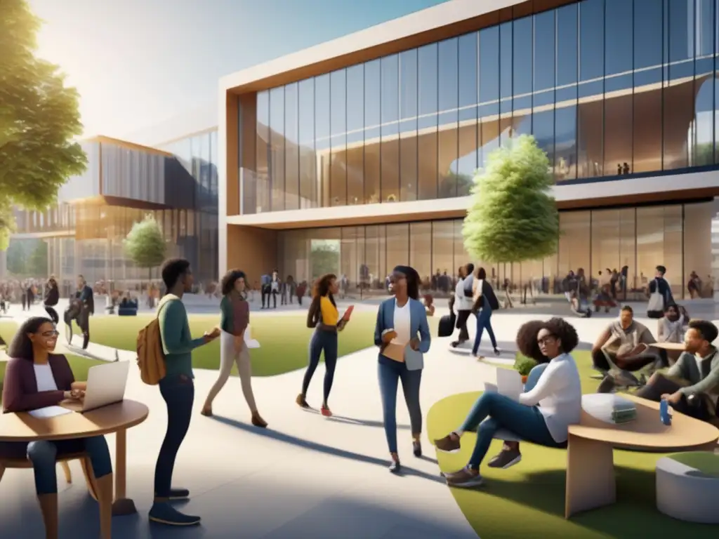 Campus universitario vibrante y colaborativo Consejos de networking para estudiantes universitarios en un campus vibrante y moderno