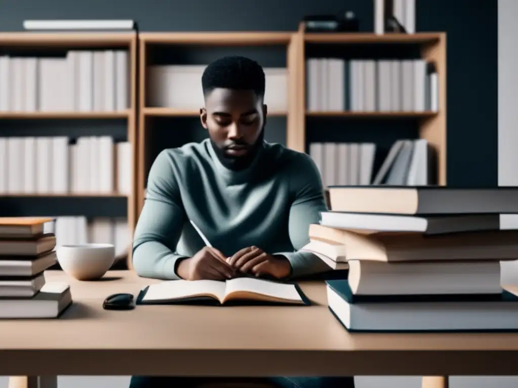 Persona trabajando en escritorio Consejos para equilibrar trabajo y estudio con préstamo estudiantil: persona en escritorio