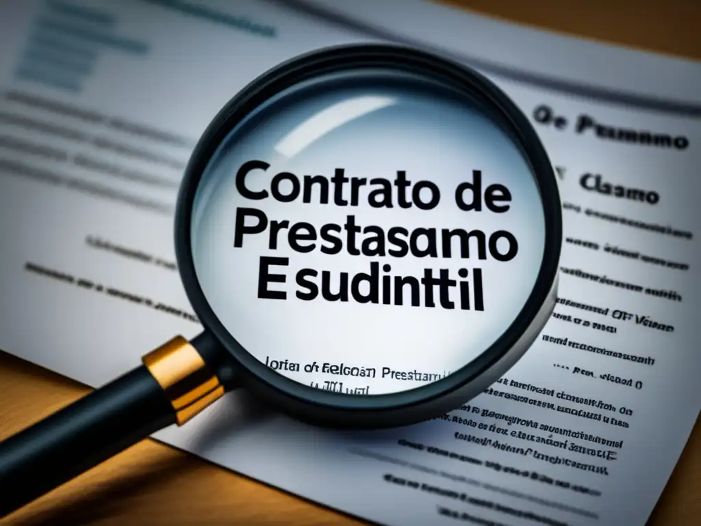 Contrato de Préstamo Estudiantil Contrato de Préstamo Estudiantil: Magnifying glass highlighting ambiguous clause