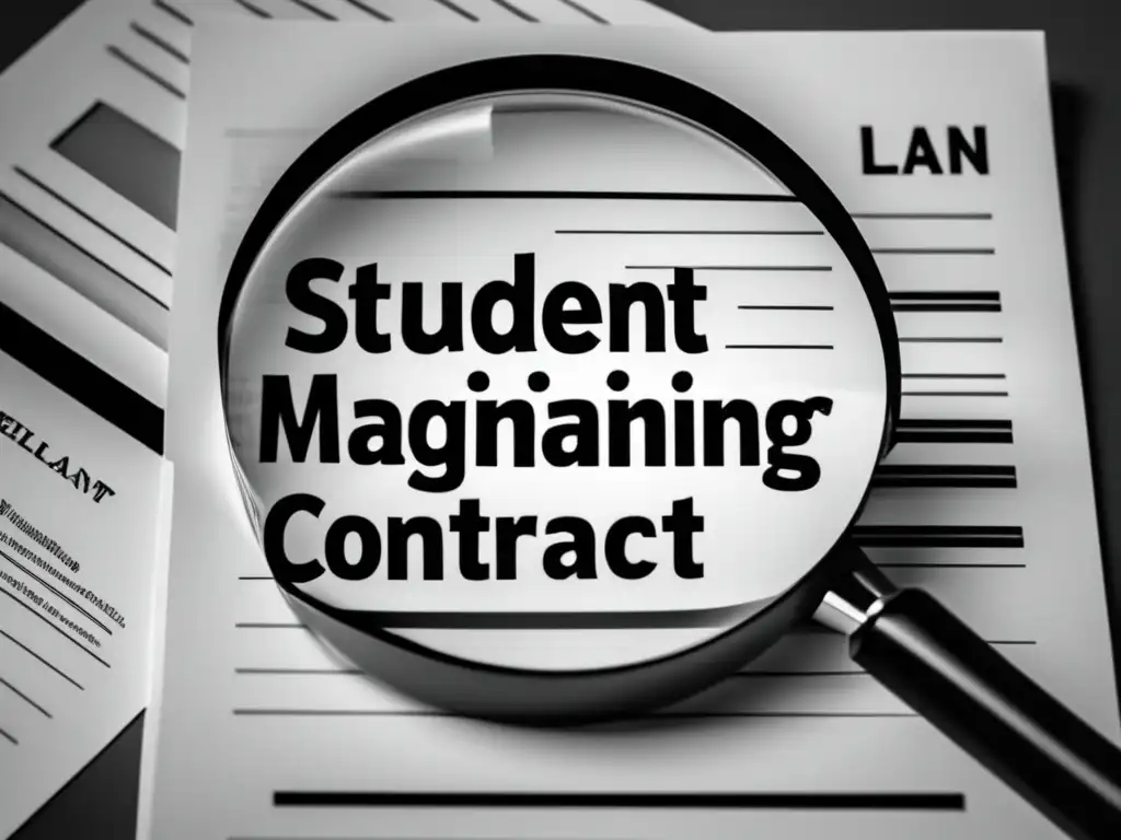 Contrato de préstamo estudiantil: Documentos y lupa Contrato préstamo estudiantil - Proceso admisiones universitarias