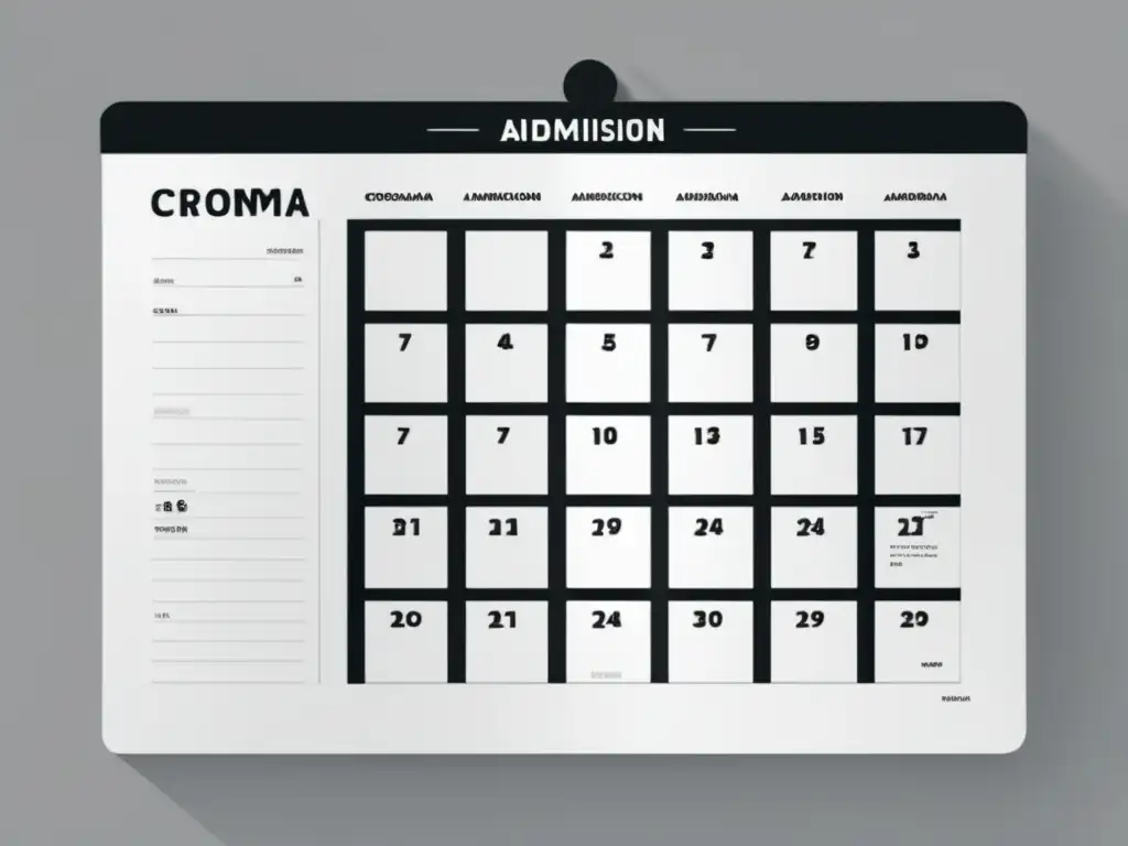 Calendario de Admisión Cronograma de Admisión: Calendario elegante y minimalista para postgrado
