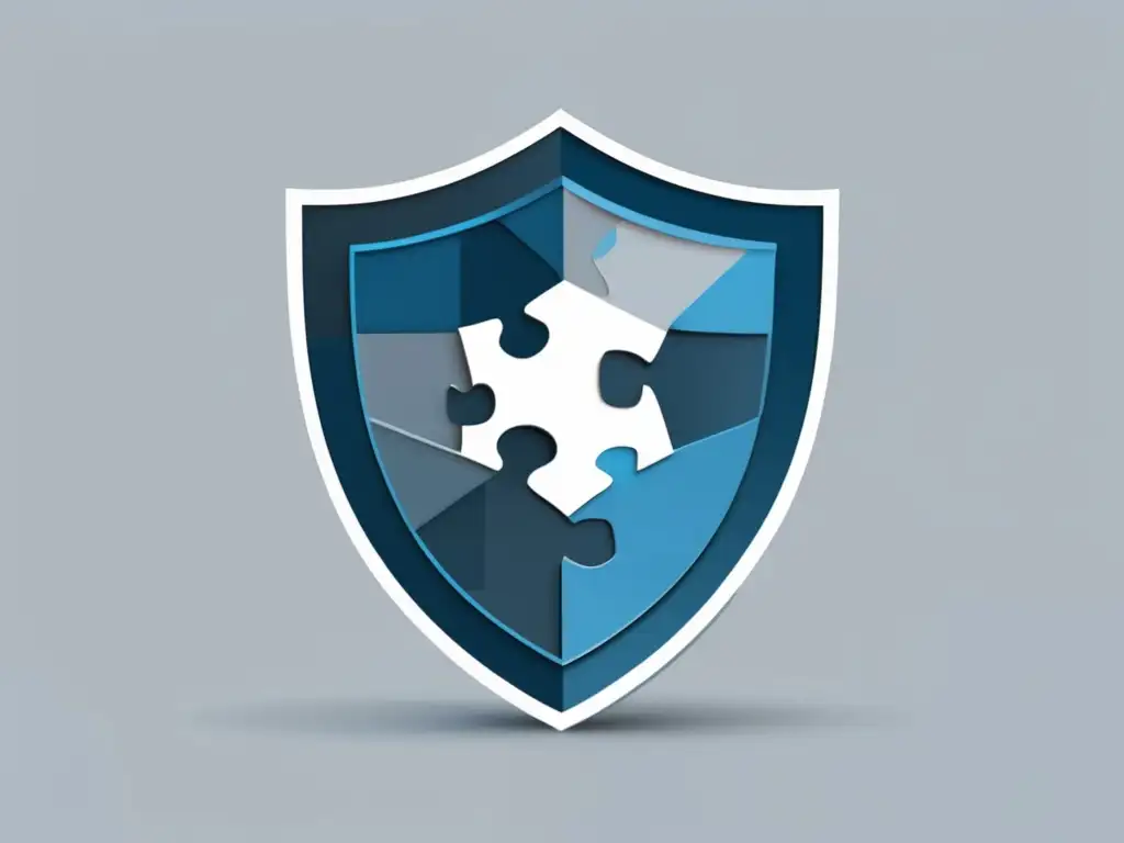 Protección de datos académicos Protección datos académicos: escudo moderno y minimalista de piezas de puzzle interconectadas, simbolizando seguridad y confianza