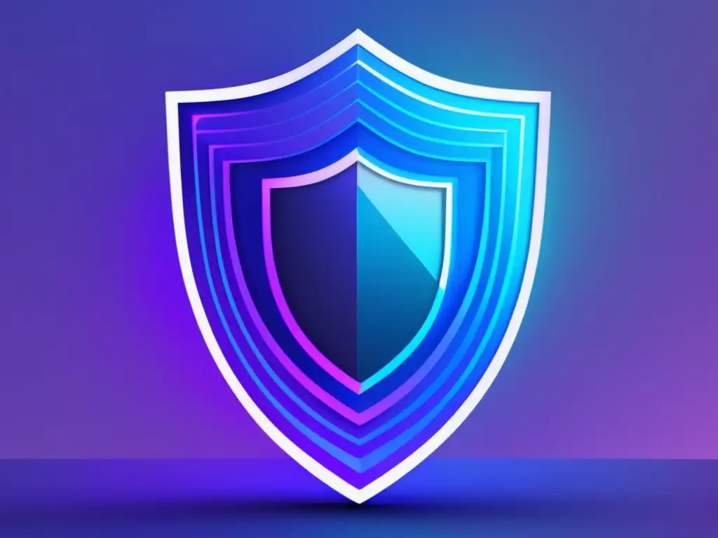 Escudo digital de datos Protección de datos académicos universitarios en un escudo digital con patrones geométricos iluminados