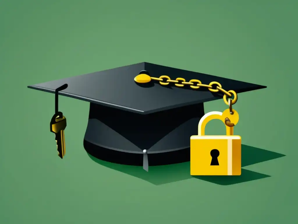 Deuda estudiantil: Cadena y candado Graduación con deuda estudiantil: Cancelación de préstamo
