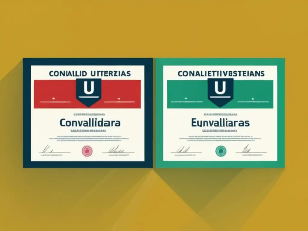 Certificados académicos superpuestos Diferencias entre convalidaciones y equivalencias universitarias: Certificados académicos superpuestos de forma minimalista y moderna