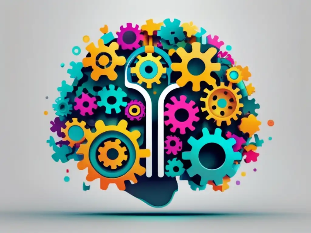Diseño moderno y minimalista con un cerebro vibrante y colorido Diseño minimalista y moderno con cerebro vibrante y colorido