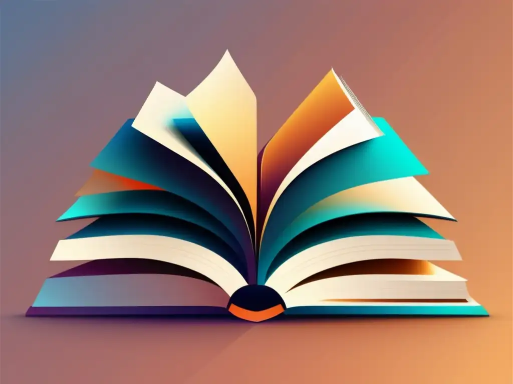 Diseño moderno de libro abierto con iconos de estudio Diseño minimalista y moderno con libro abierto y símbolos de ciencia, arte y geografía
