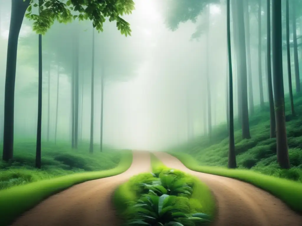 Diseño moderno y ecológico de universidad en bosque Diseño moderno con bosque verde y árboles majestuosos