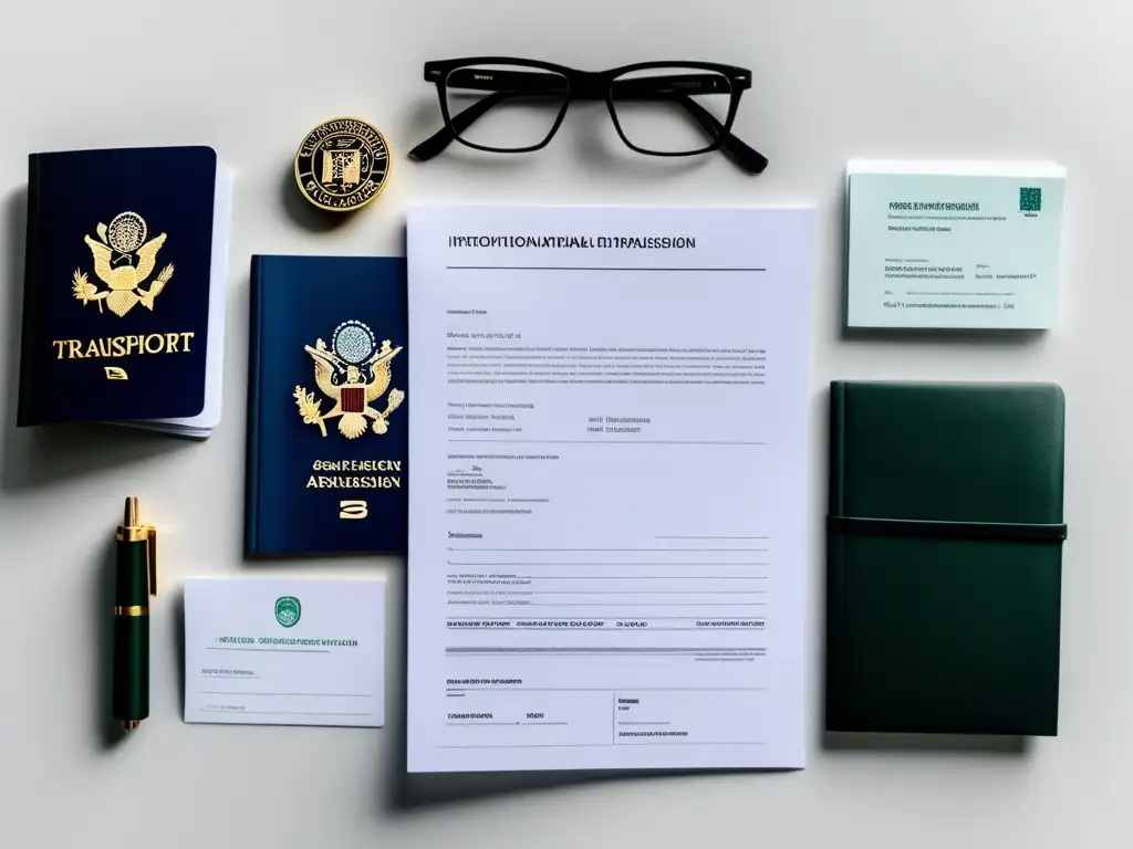 Documentos oficiales organizados Documentos necesarios admisiones universitarias internacionales - Organización y precisión en una imagen minimalista y moderna