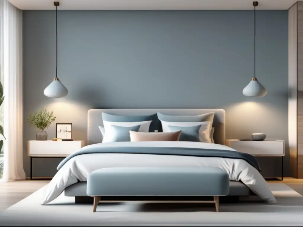 Dormitorio minimalista para reducir estrés Dormitorio sereno con diseño minimalista