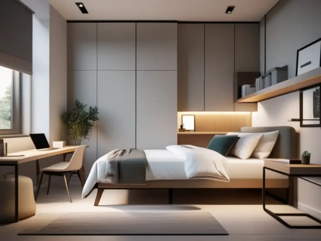 Habitación minimalista y moderna en dormitorio Dormitorio universitario moderno y minimalista: consejos para personalizar