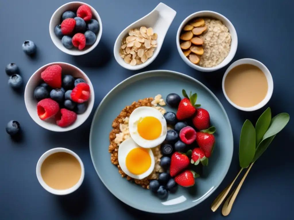 Platos saludables y económicos Guía alimentación económica estudiante internacional: plato balanceado con avena, ensalada colorida y arroz con pescado