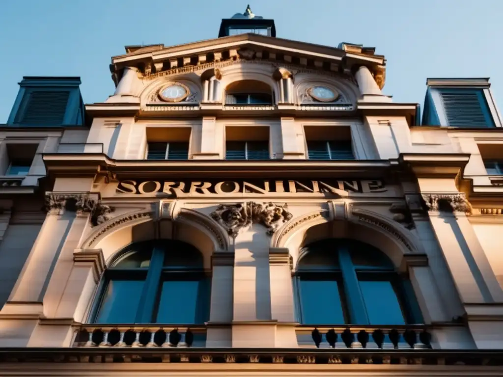 Sorbonne: Historia y belleza en París Edificio icónico de la Sorbona en París, Francia, con detalles arquitectónicos, historia académica y preparación universitaria