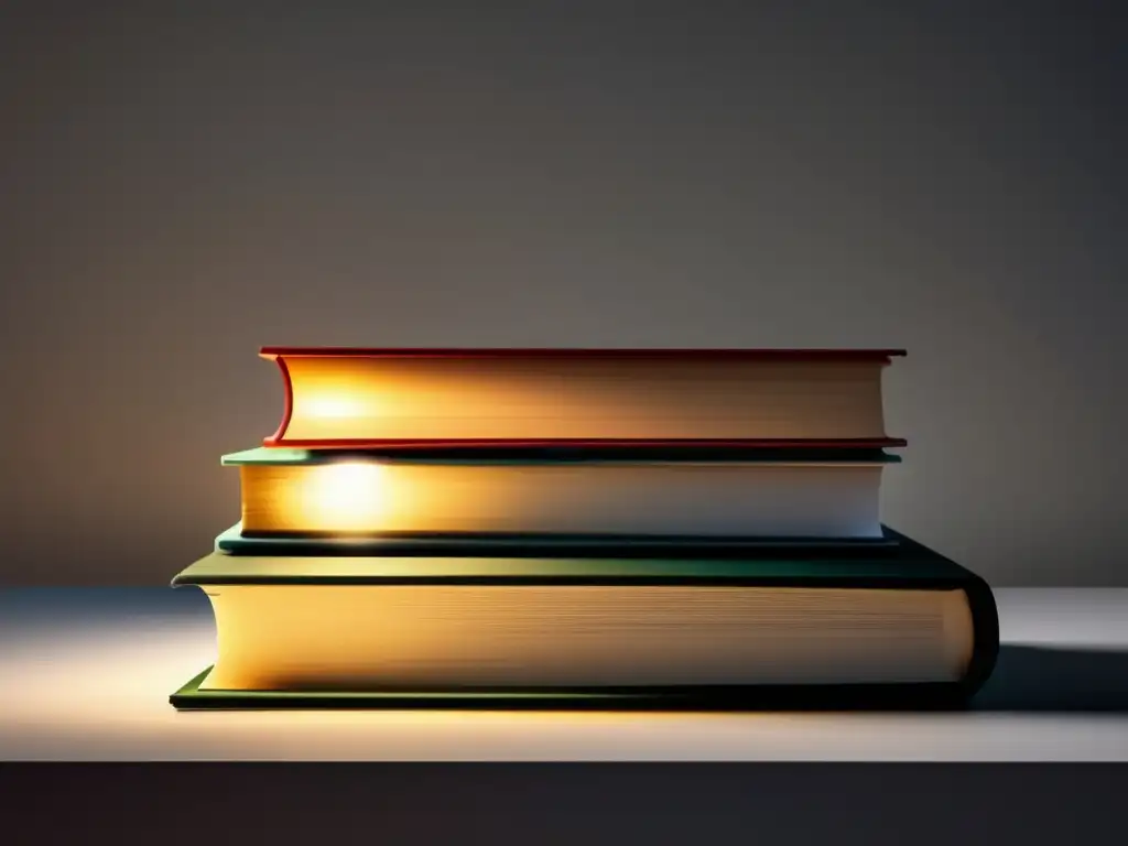 Una pila de libros iluminada, símbolo de conocimiento y estudio Ensayo de admisión universitaria: pasos clave