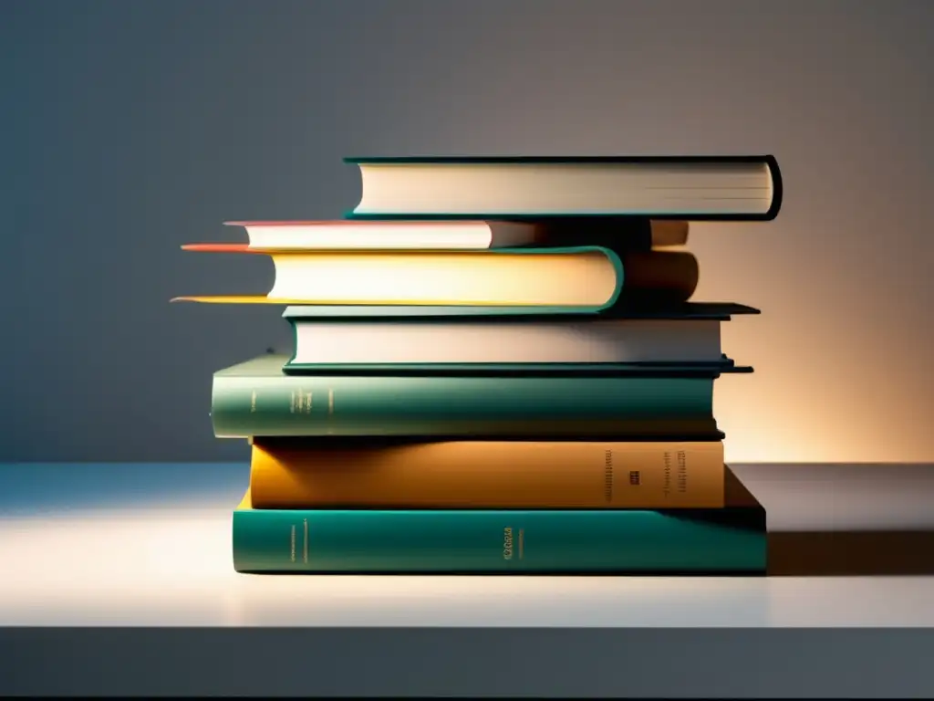 Organización y conocimiento en ensayos universitarios Ensayos universitarios efectivos: libros organizados y modernos en un escritorio blanco