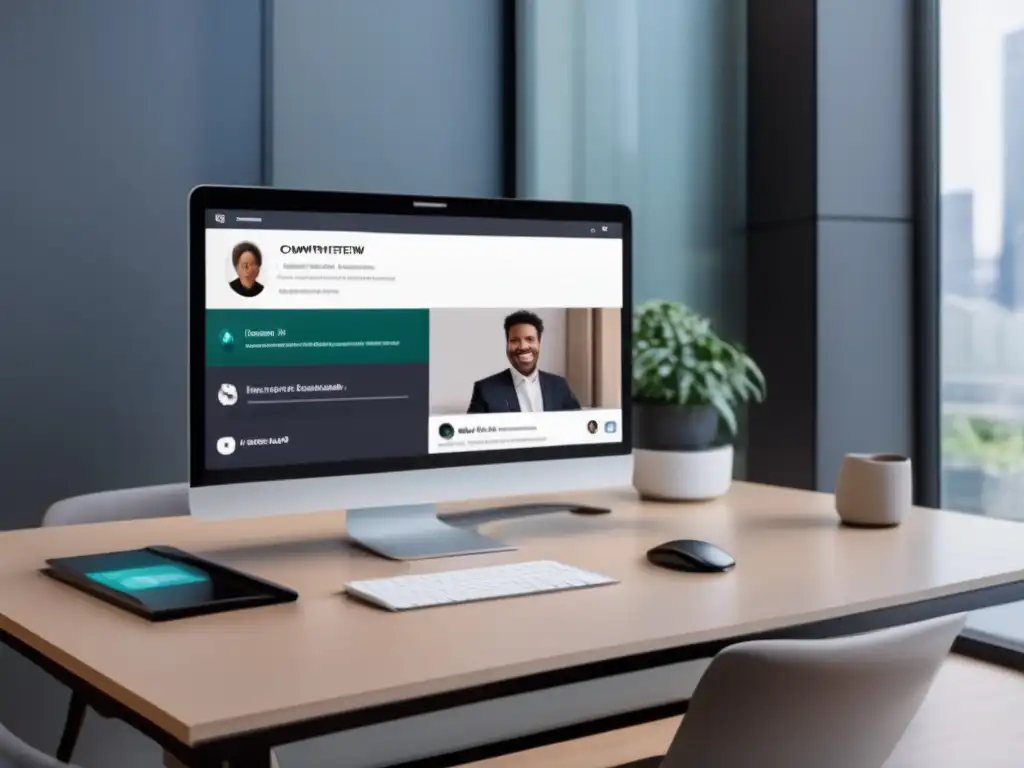 Entrevista virtual: Pantalla moderna con interfaz intuitiva Entrevistas de admisión: plataforma virtual con ventajas de eficiencia y accesibilidad