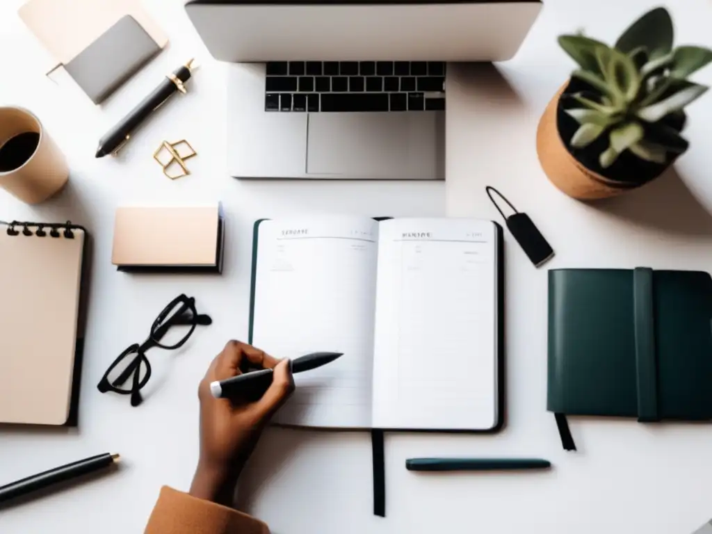 Persona organizando tiempo y recursos Organización y equilibrio trabajo-estudio en la universidad