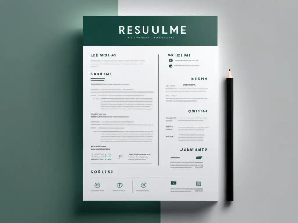 Resumen profesional en escritorio blanco Errores comunes en currículum universitario - Un currículum minimalista y moderno en un escritorio blanco