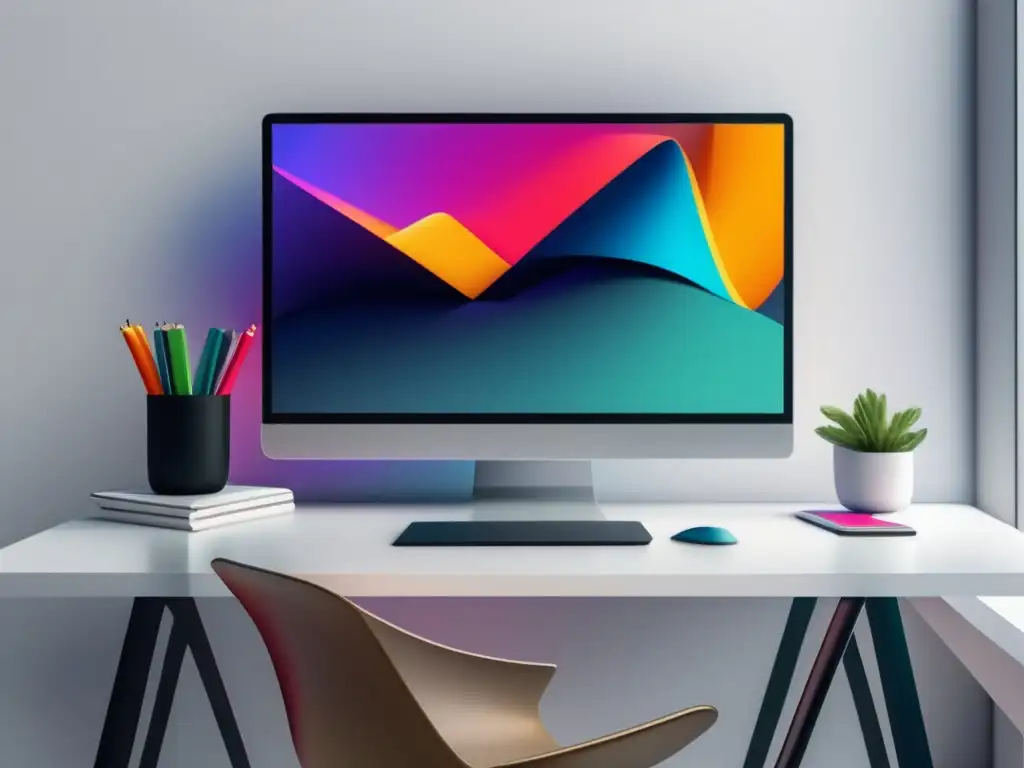 Escena minimalista y moderna con éxito académico, arte y deporte Escena minimalista y moderna con escritorio blanco, laptop, notebook, gráfica de éxito académico, arte abstracto, equipo deportivo