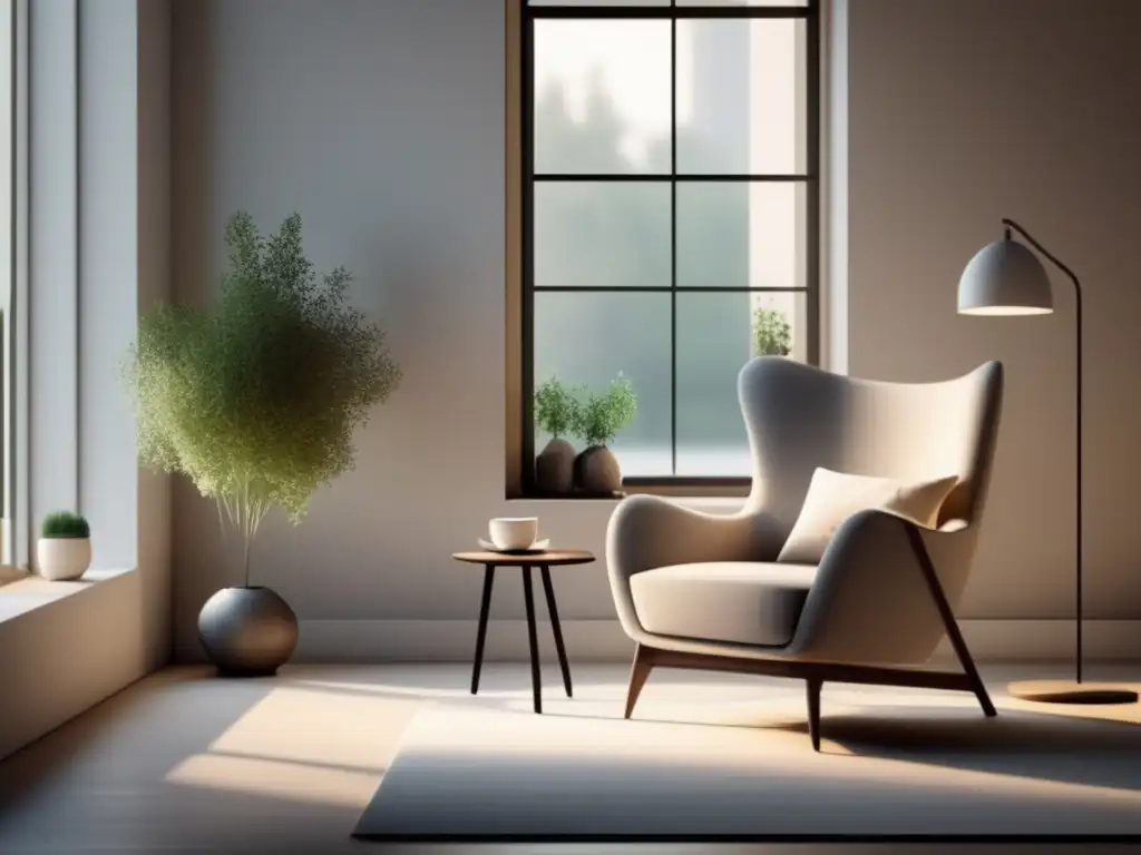 Ambiente sereno y relajante con terapia musical Una escena serena y tranquila con música, una habitación iluminada y un ambiente relajante, ideal para la musicoterapia en admisiones universitarias