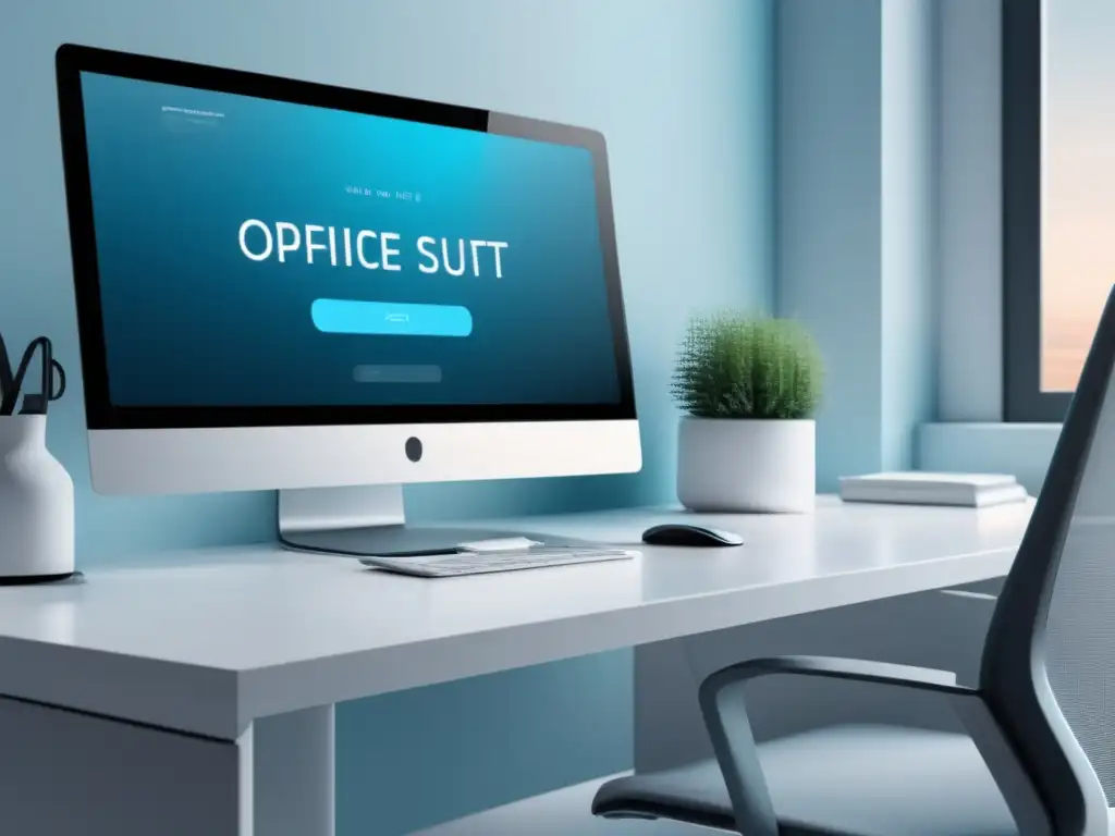 Oficina minimalista con inteligencia artificial Escritorio minimalista con IA: Beneficios de la Inteligencia Artificial en Admisiones