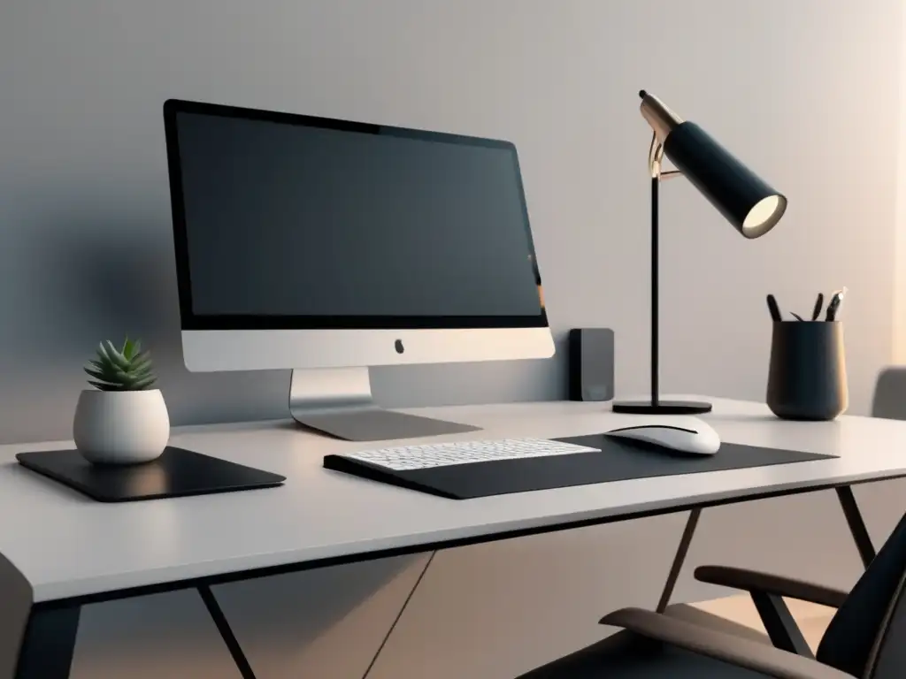Escritorio minimalista para estudiantes universitarios Escritorio minimalista con diseño moderno, organización y productividad