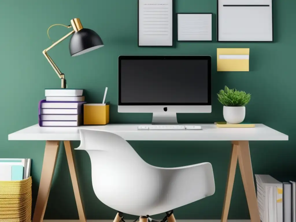 Escritorio minimalista con plan de estudio Escritorio minimalista con herramientas de organización universitaria