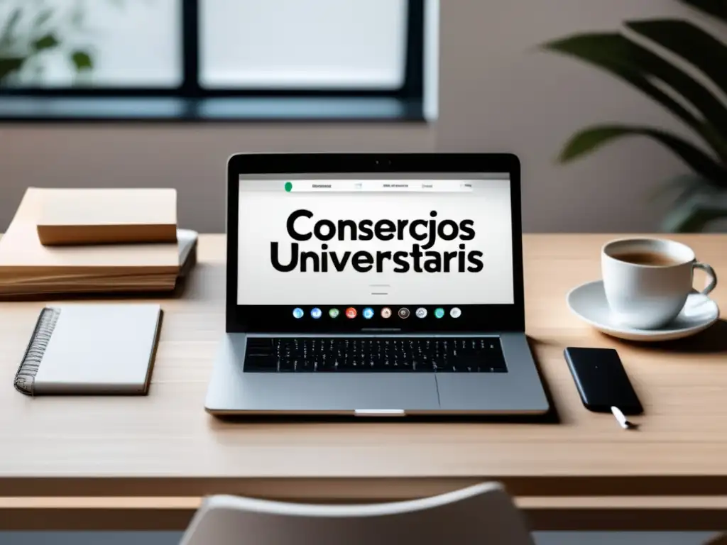 Escritorio moderno con laptop, cuaderno y pluma Escritorio minimalista con laptop, cuaderno y pluma - Consejos para obtener becas universitarias
