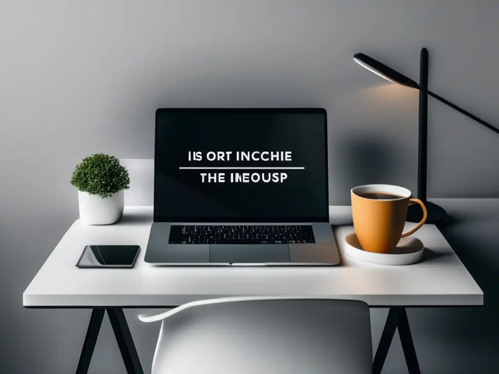 Escritorio minimalista con laptop y motivación Escritorio minimalista con laptop, espacio organizado, dedicado a la resiliencia en exámenes universitarios