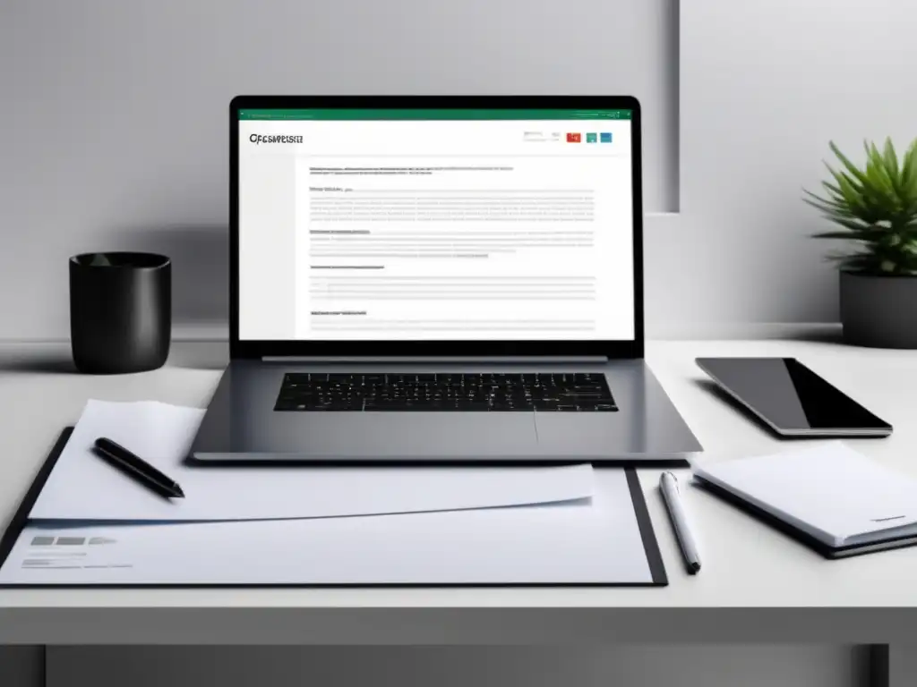 Escritorio minimalista con potencial de mejora Escritorio minimalista con laptop y feedback constructivo: Mejorar aplicaciones MOOCs