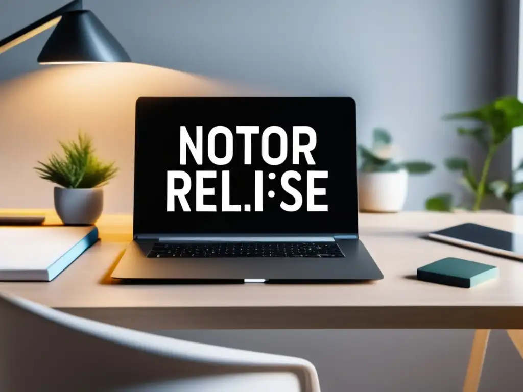 Escritorio minimalista con laptop y recursos para estudiar Escritorio minimalista con laptop y recursos para aprobar exámenes MOOCs