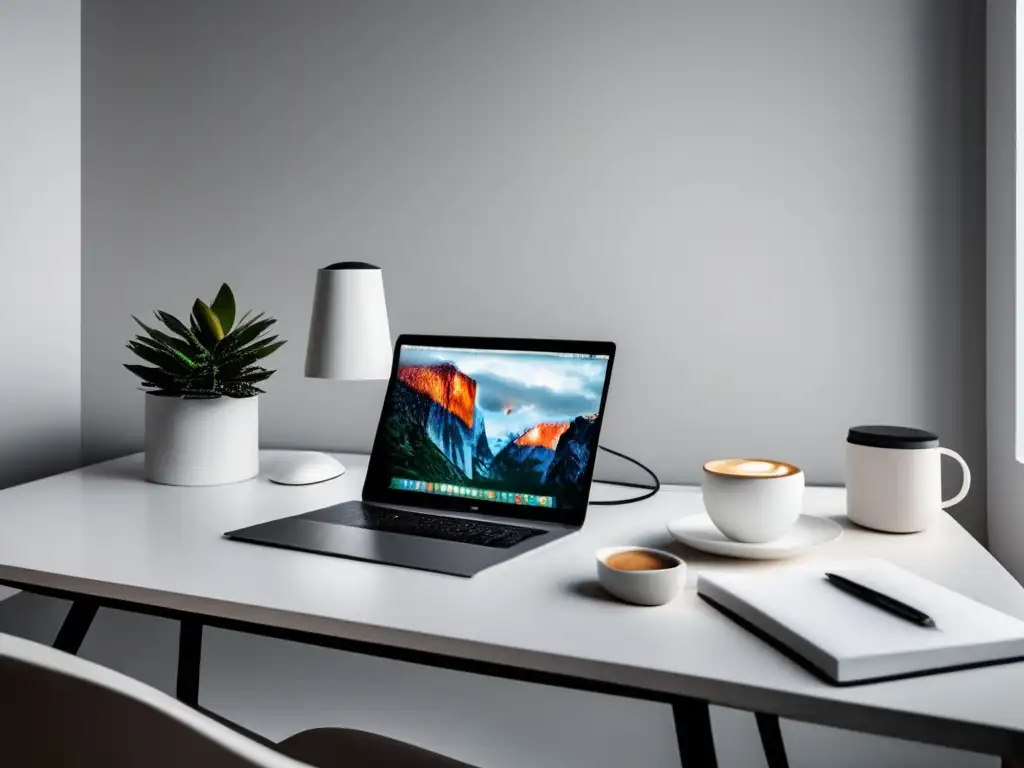 Espacio de trabajo minimalista y moderno Escritorio minimalista y moderno para estrategias de ensayo universitario