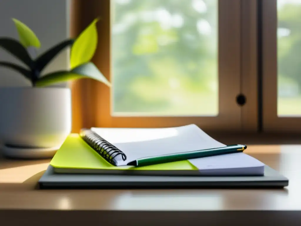 Escritorio de estudio moderno y organizado Escritorio minimalista con notas organizadas: Estrategias para aprobar exámenes MOOCs