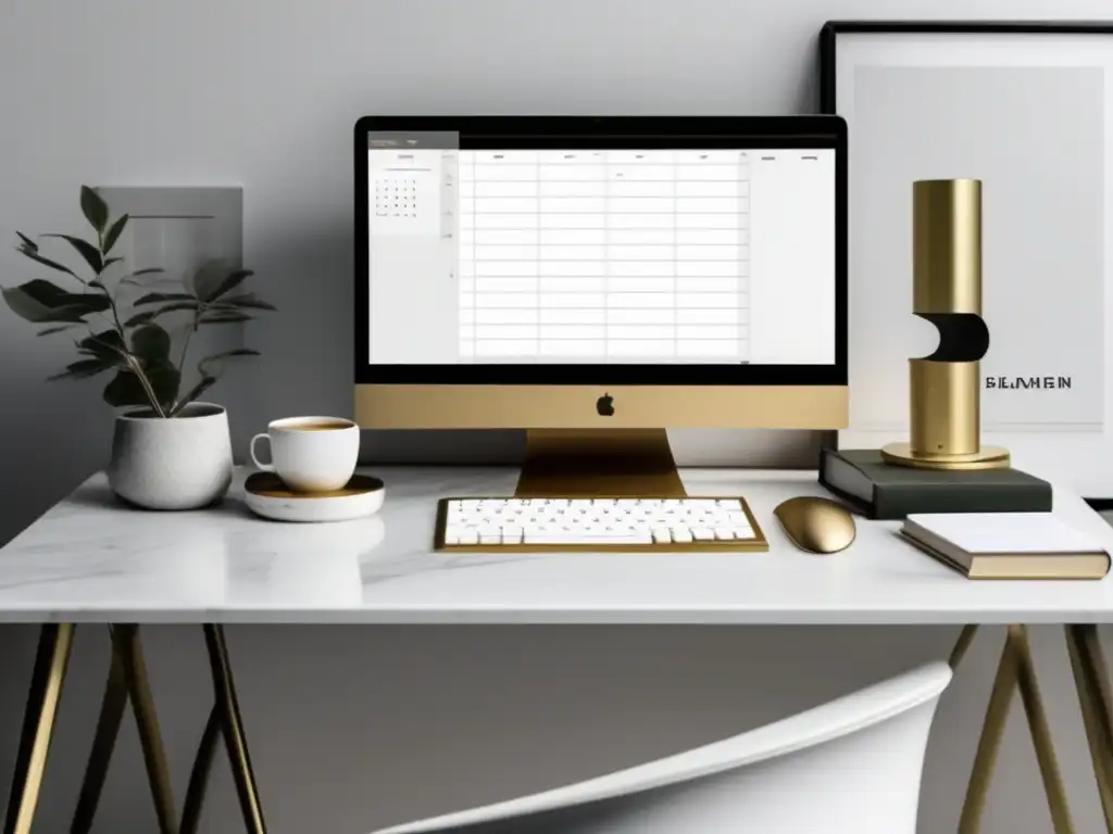 Espacio de trabajo minimalista y ordenado Escritorio minimalista y organizado para estudio sostenible