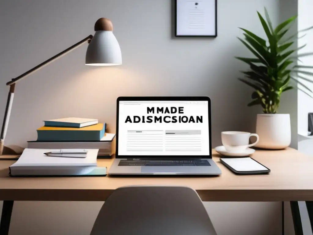 Escritorio minimalista y organizado Escritorio minimalista con recursos online gratuitos para examen admisión universitaria