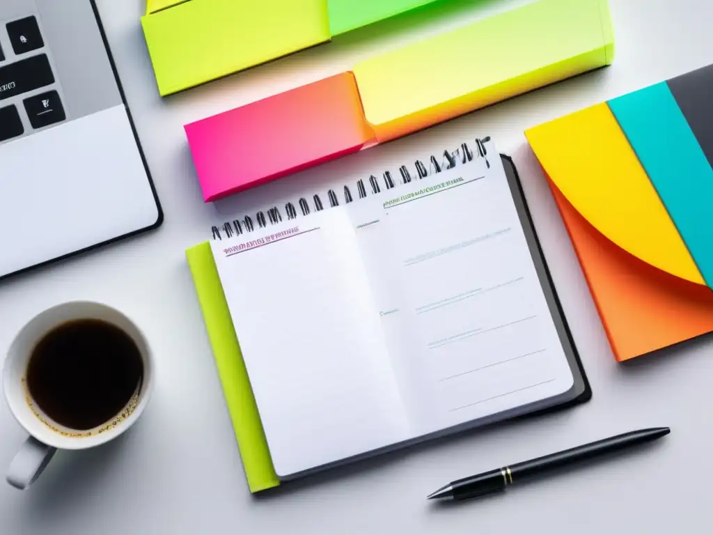 Escritorio minimalista y organizado con notas y reloj Escritorio organizado con planificación estratégica para exámenes de admisión