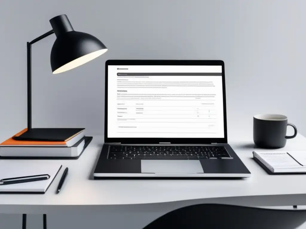 Escritorio organizado con CV bien diseñado Escritorio organizado con laptop, cuaderno y pluma