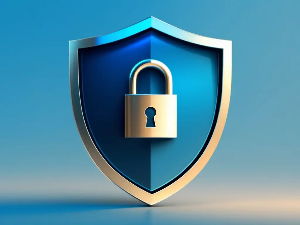Protección de datos en educación en línea Protección datos educación online: escudo moderno con símbolo de candado, representa seguridad, datos personales protegidos
