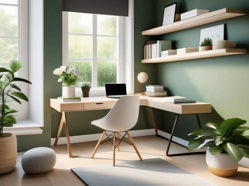 Espacio de estudio minimalista y tranquilo Espacio de estudio minimalista con luz natural y vistas al jardín - Importancia de la preparación emocional
