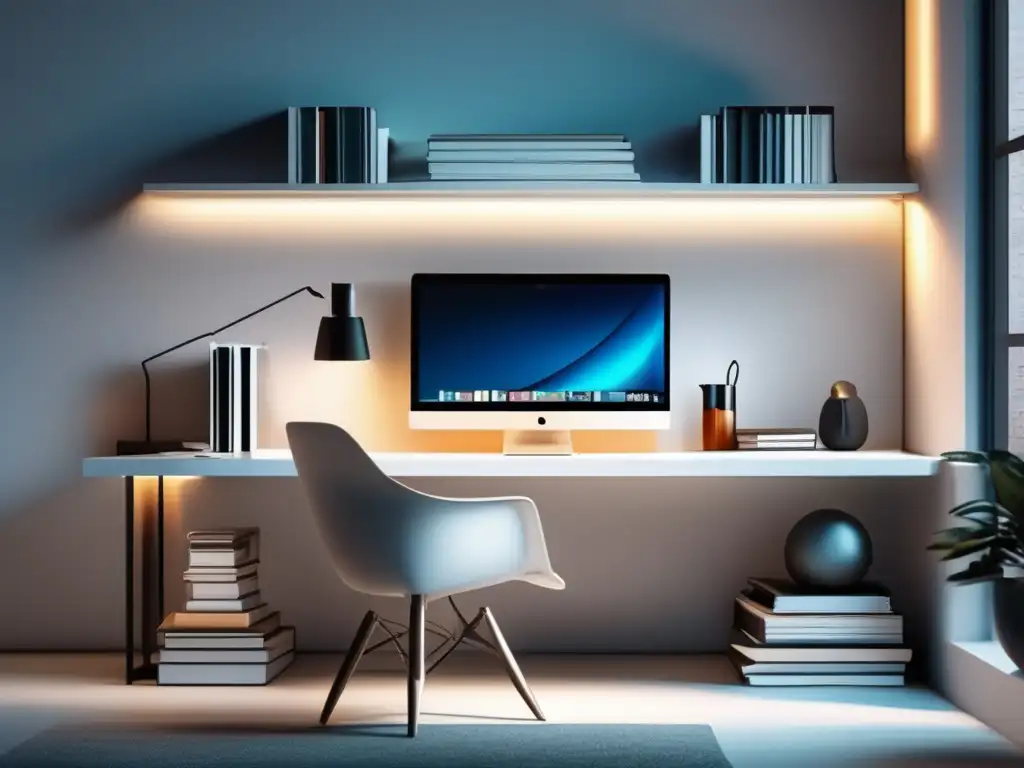 Espacio de estudio minimalista y moderno Espacio de estudio moderno y elegante para aprender inglés académico