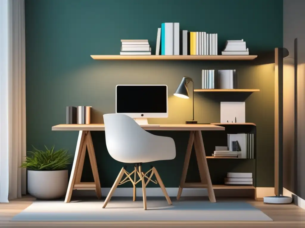 Espacio de estudio moderno y elegante Un espacio de estudio moderno y minimalista con materiales y recursos para un efectivo plan de estudio universitario