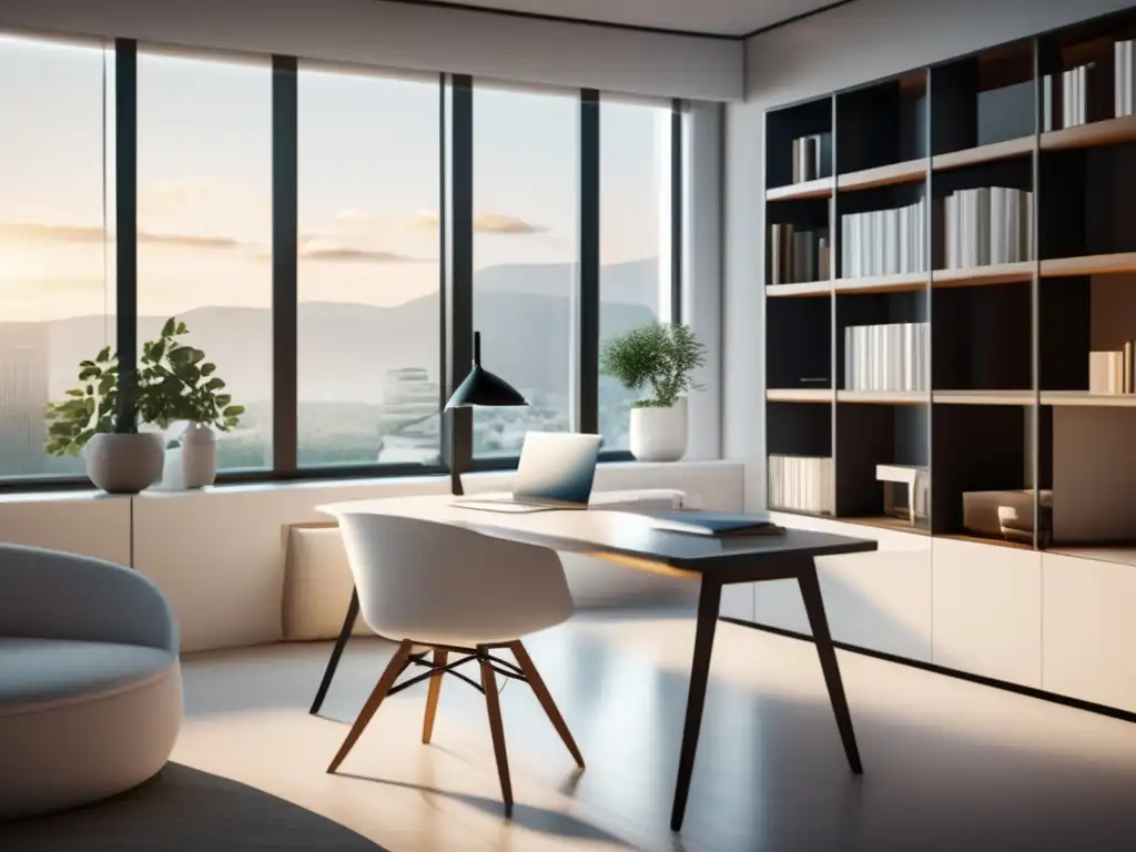 Espacio minimalista y luminoso para estudiar Espacio de estudio con muebles blancos y luz natural - Estrategias de afrontamiento para exámenes